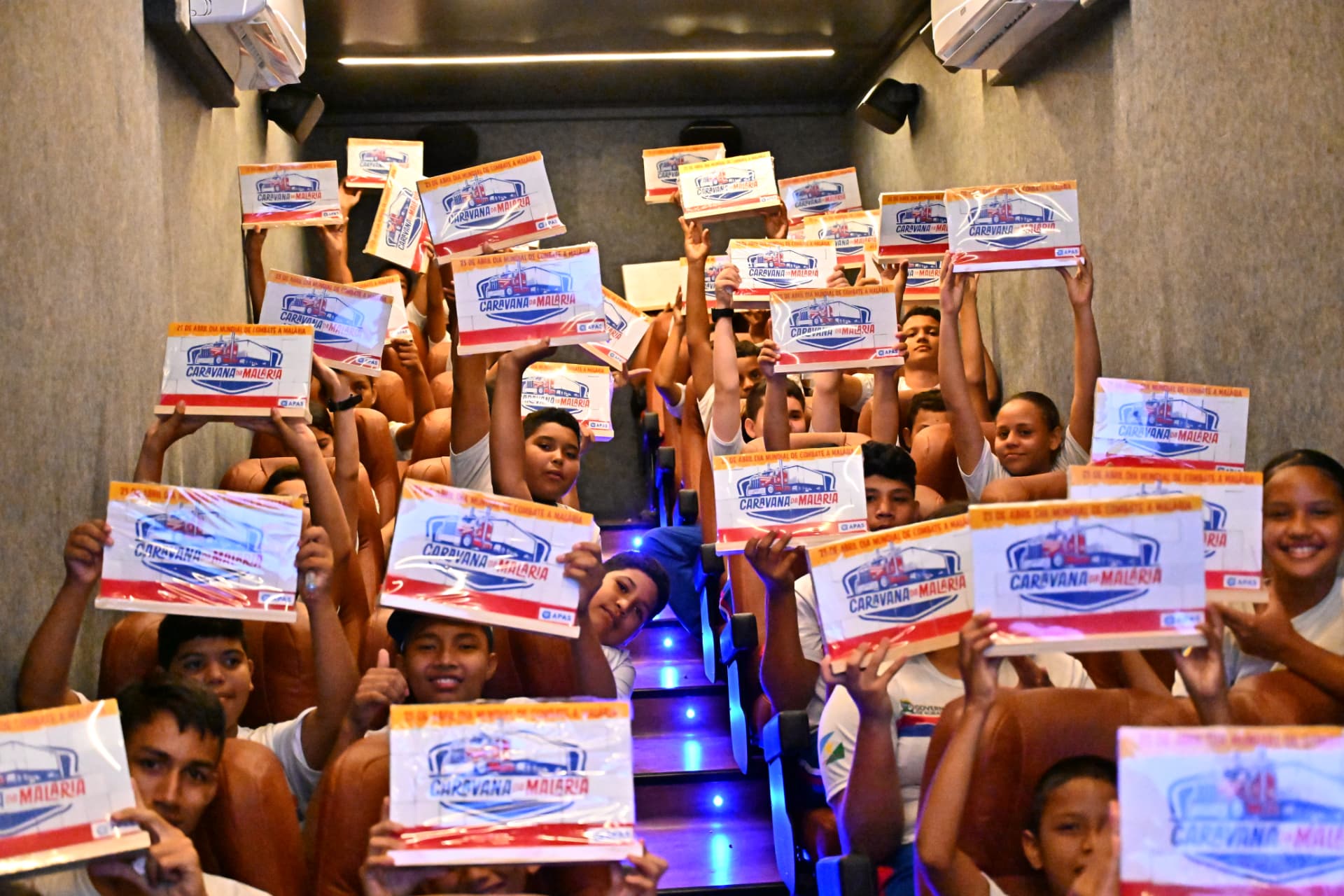 Atividade educativa coletiva da Caravana da Malária.