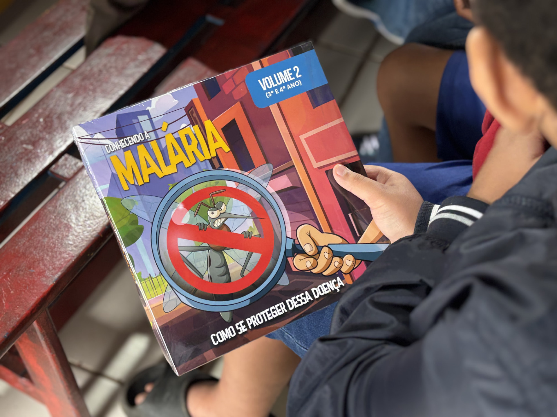 Material educativo sobre malária utilizado nas ações do projeto.